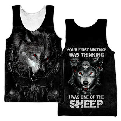 Wolf I Am Not A Sheep Over Printed Unisex Hoodie ML