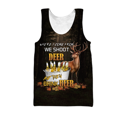 Hunting Deer and Drinking Beer 3D All Over Print Hoodie