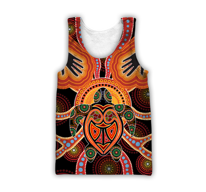 Aboriginal Turtle Touch the Sun Bedding Set, Australia Indigenous Painting Art shirts for men and women