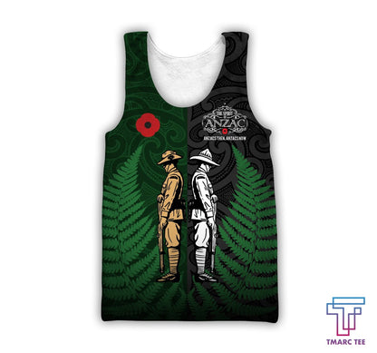 Tmarc Tee Anzac Day New Zealand and Australia Soldier 3D printed shirts