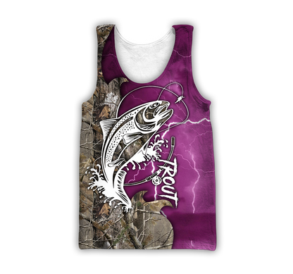 Trout Fishing purple Tattoo camo shirts for men and women