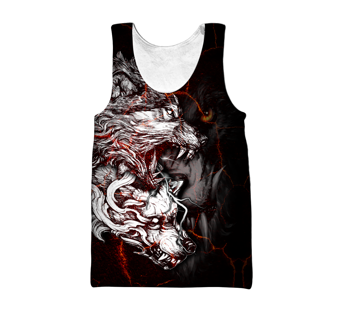 Red Thunder Wolf Tattoo All Over Printed Shirt for Men and Women