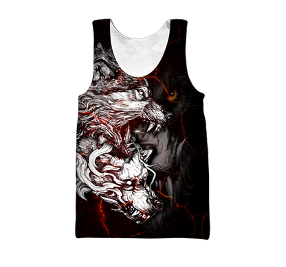 Red Thunder Wolf Tattoo All Over Printed Shirt for Men and Women
