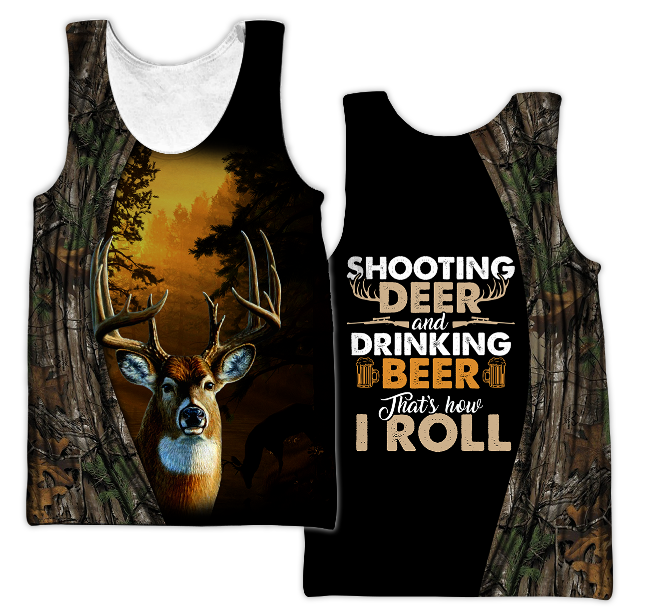 Hunting Deer and Drinking Beer 3D All Over Print Hoodie