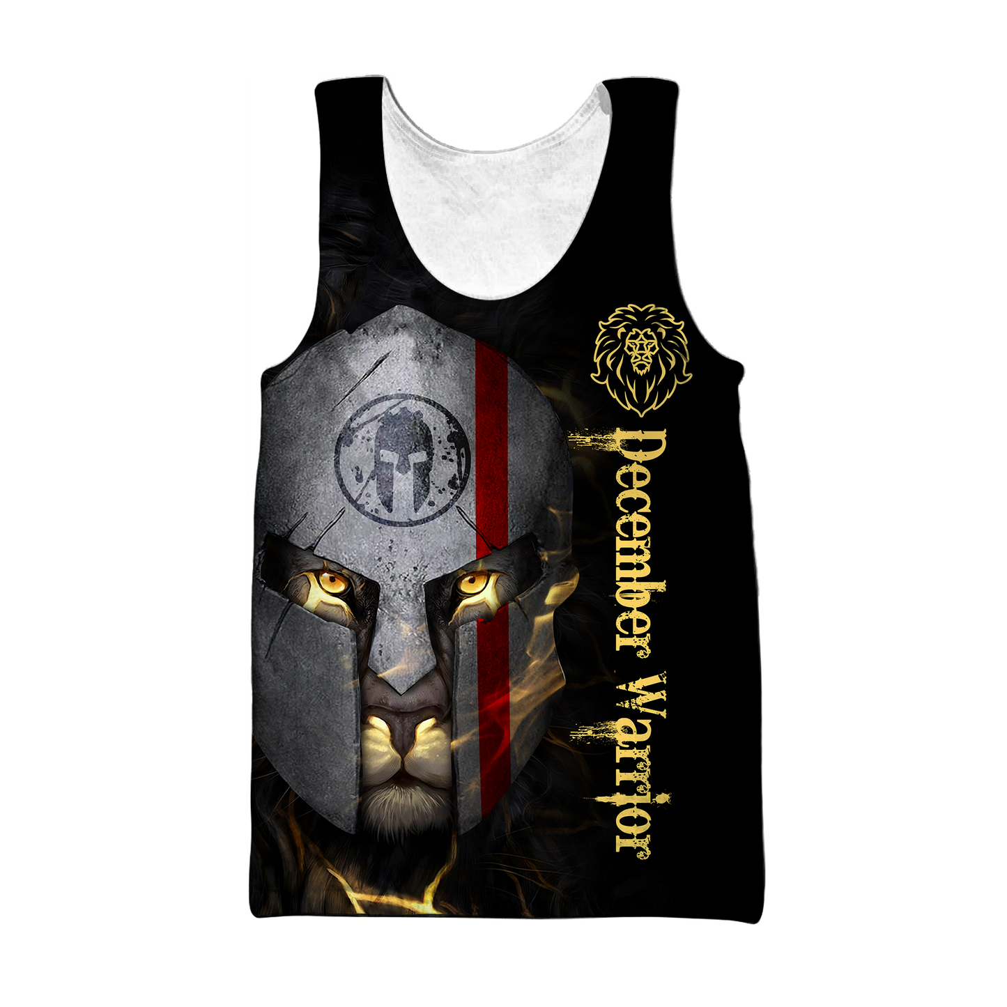 Custom Name December Spartan Lion Warrior 3D All Over Printed Unisex Shirts