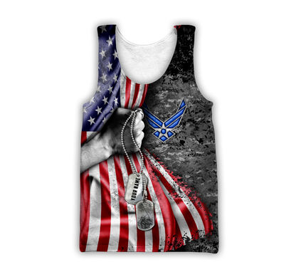 US Air Force tag Custom name 3D shirts for men and women Proud Military