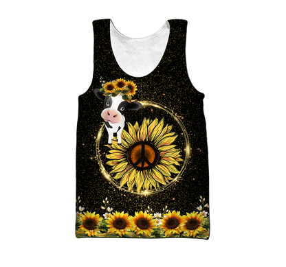 Awesome Cow And Sunflower 3D All Over Printed Shirts