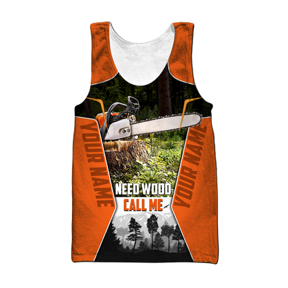 3D Chainsaw Logger Custom Name Unisex Shirts