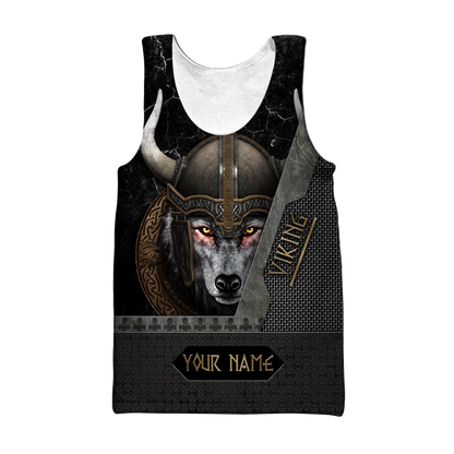 Custom Name Viking Wolf Warrior 3D All Over Printed Shirt for Men and Women