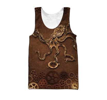 Octopus Steampunk Mechanic All Over Printed Hoodie For Men and Women TN