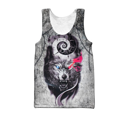Gray Wolf Tattoo 3D Over Printed Hoodie for Men and Women-ML