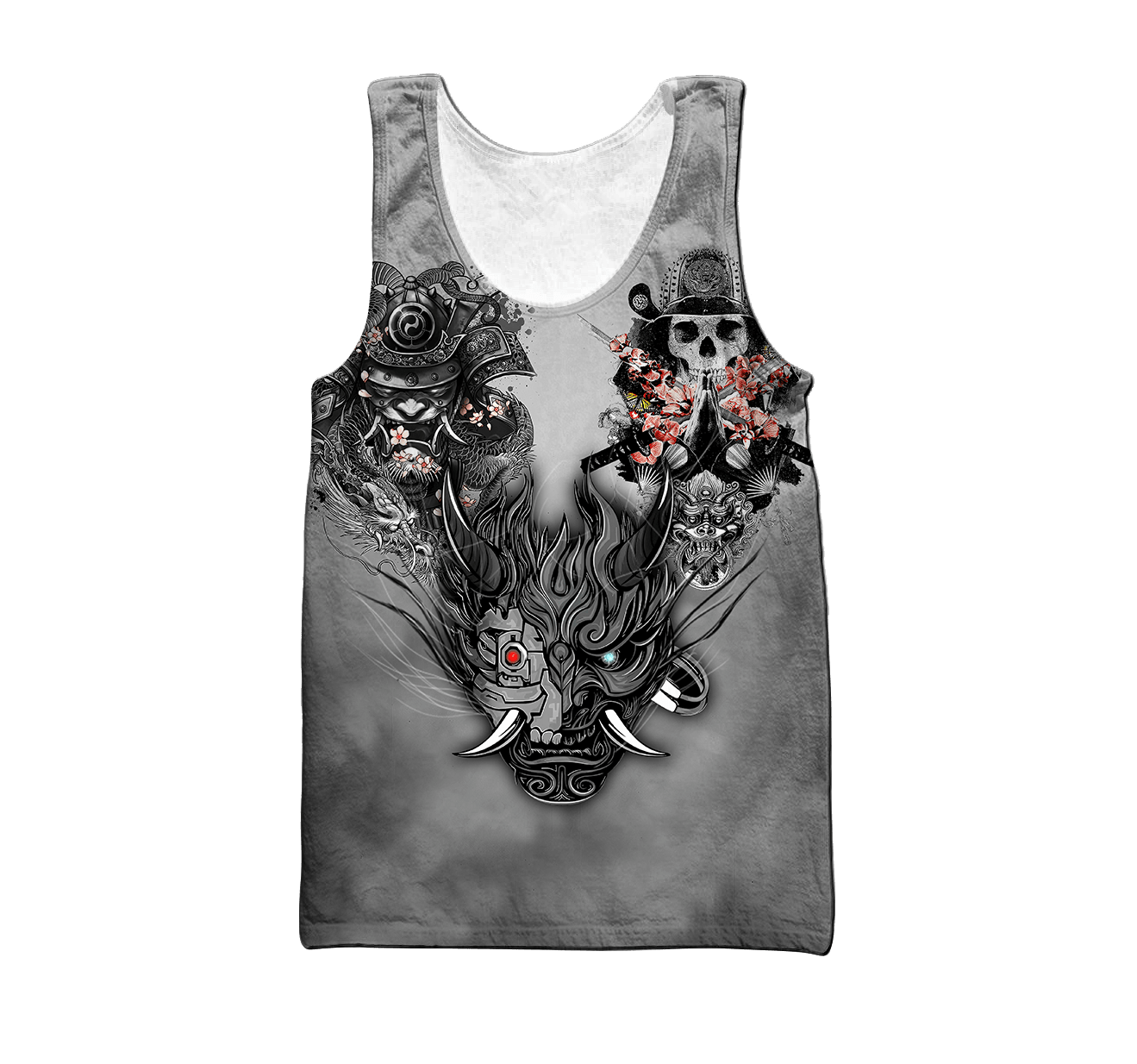 Samurai Oni Mask Tattoo 3D Over Printed Unisex Hoodie-ML