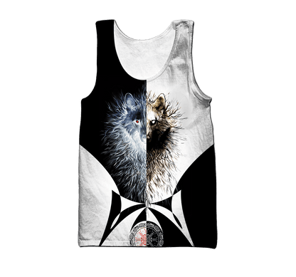 Day and Night Wolf 3D Over Printed Hoodie for Men and Women-ML