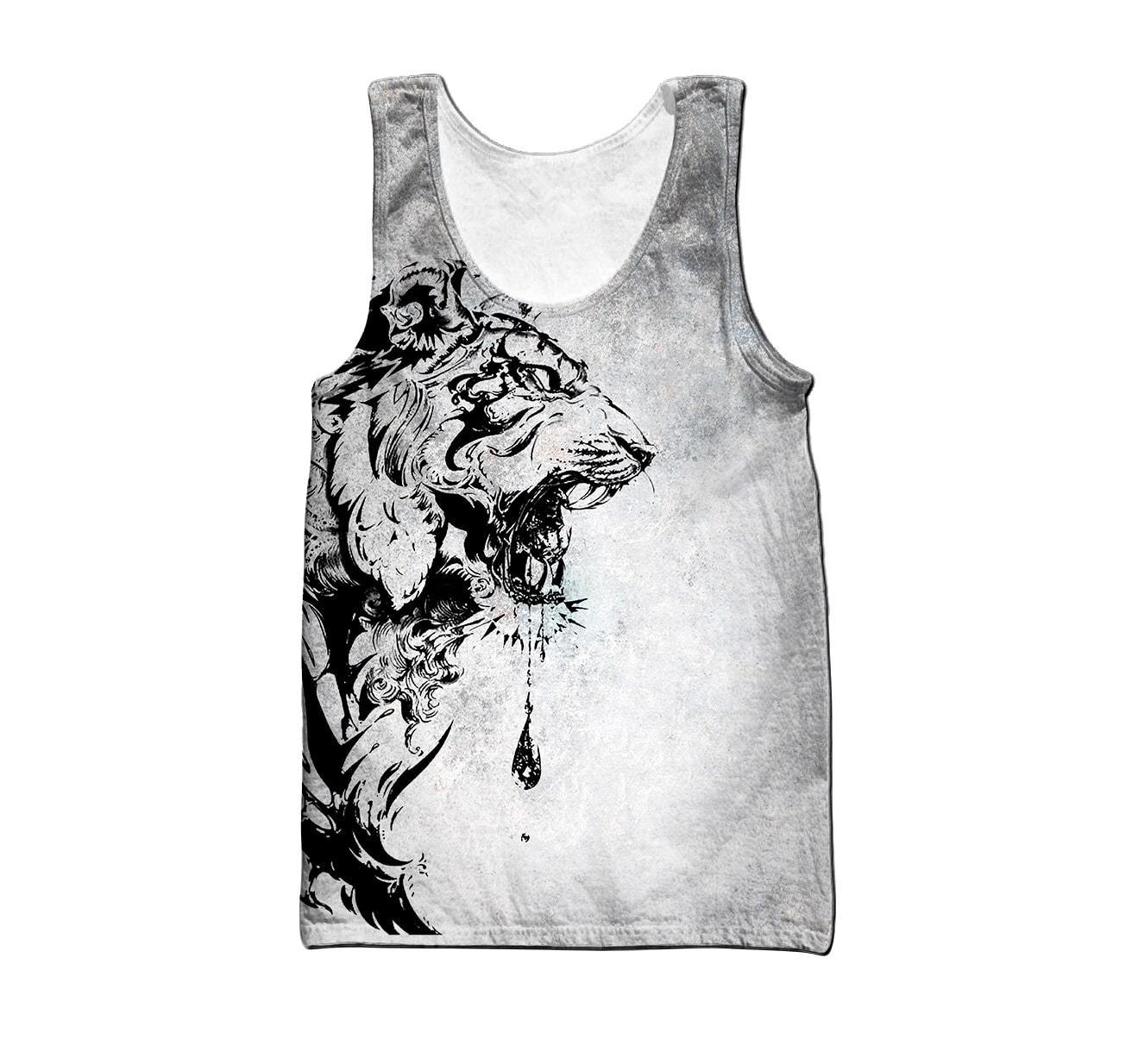 Power Tiger Tattoo 3D Over Printed Hoodie Tshirt for Men and Women-ML