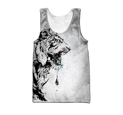 Power Tiger Tattoo 3D Over Printed Hoodie Tshirt for Men and Women-ML
