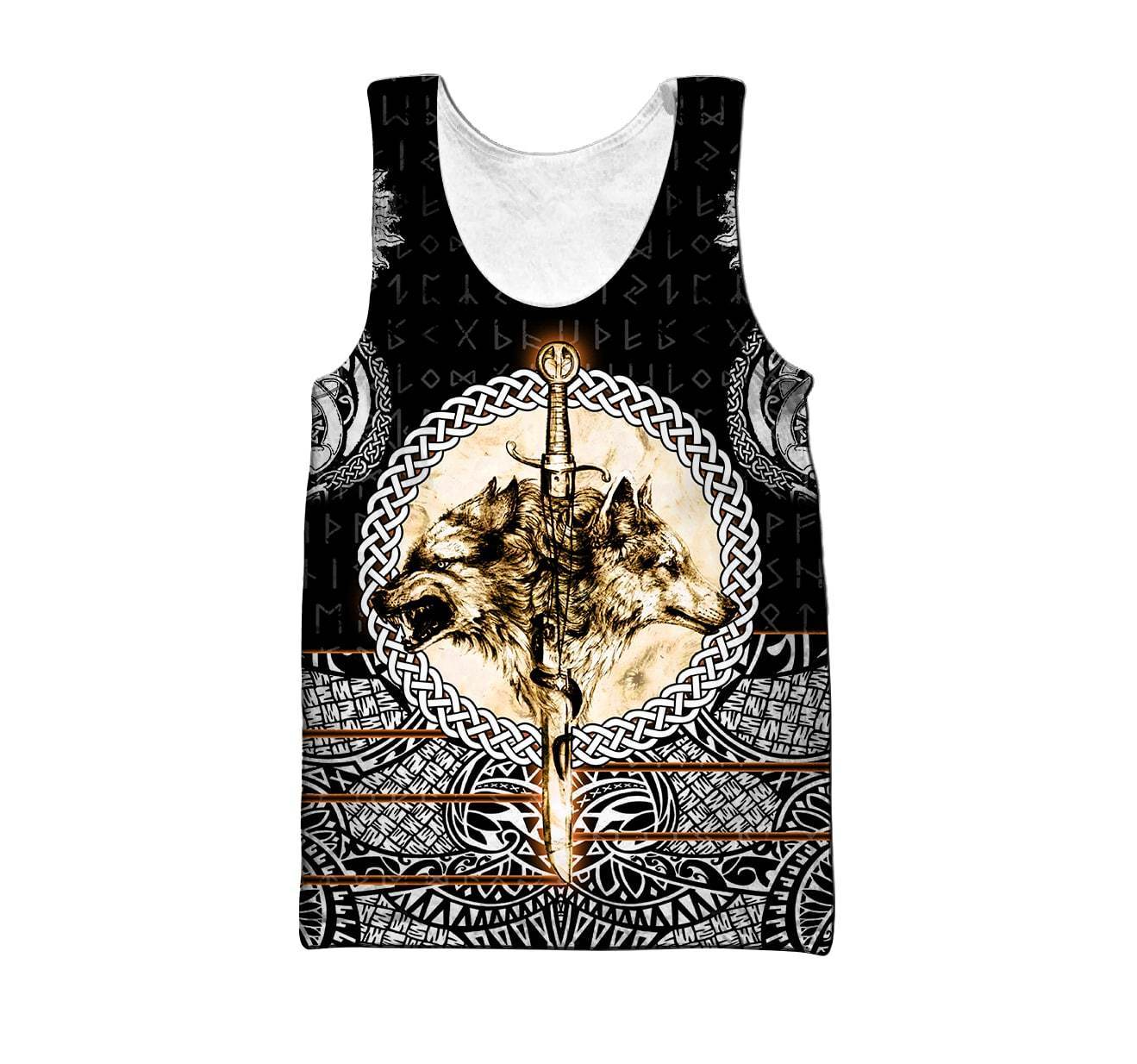Wolf & Viking Tattoo 3D Over Printed Hoodie for Men and Women-ML