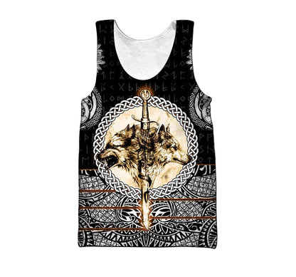 Wolf & Viking Tattoo 3D Over Printed Hoodie for Men and Women-ML