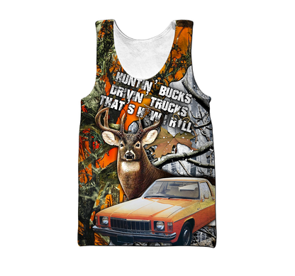 Hunting Bucks and Driving Trucks 3D All Over Print Hoodie