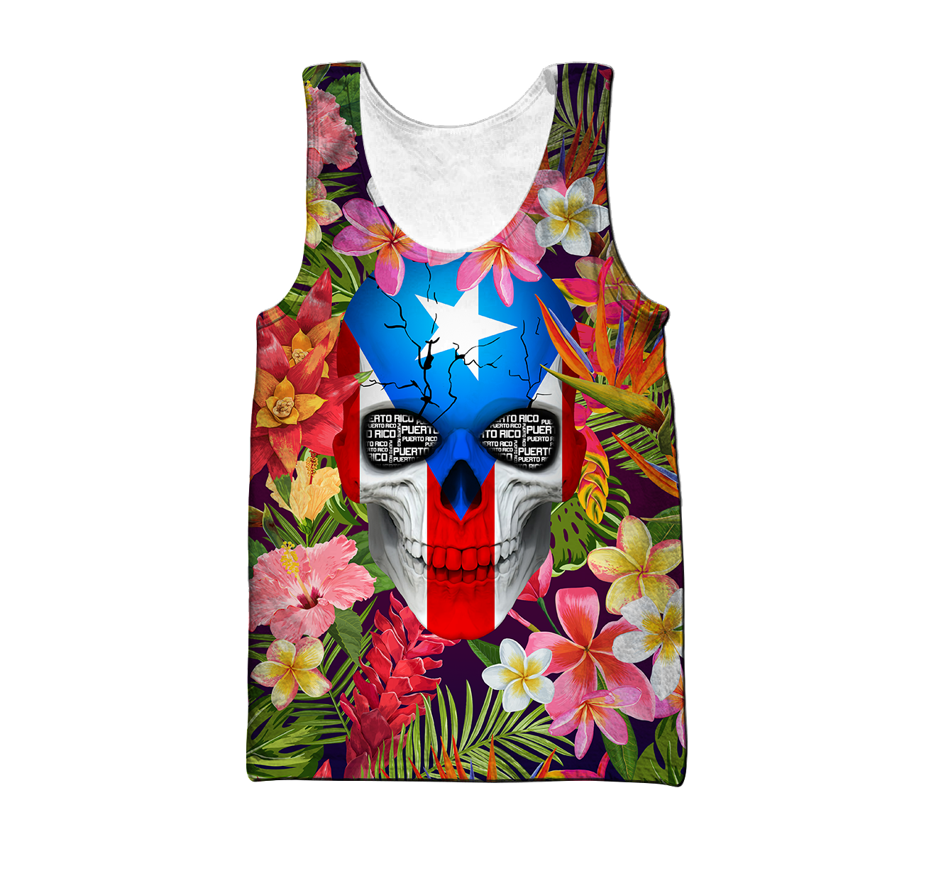 Puerto Rico Floral Skulls Shirt TH20061605S-Apparel-TQH-Tank Top-S-Vibe Cosy™