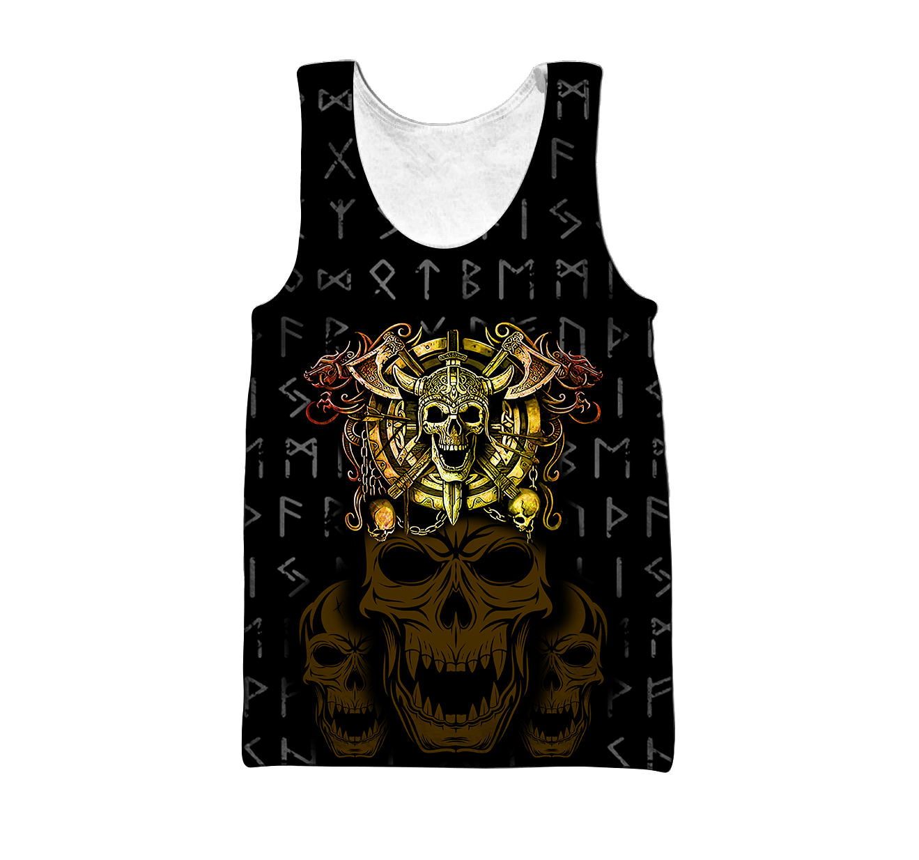 Premium Unisex All Over Printed Golden Viking Skull Shirts MEI