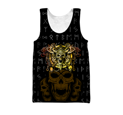 Premium Unisex All Over Printed Golden Viking Skull Shirts MEI