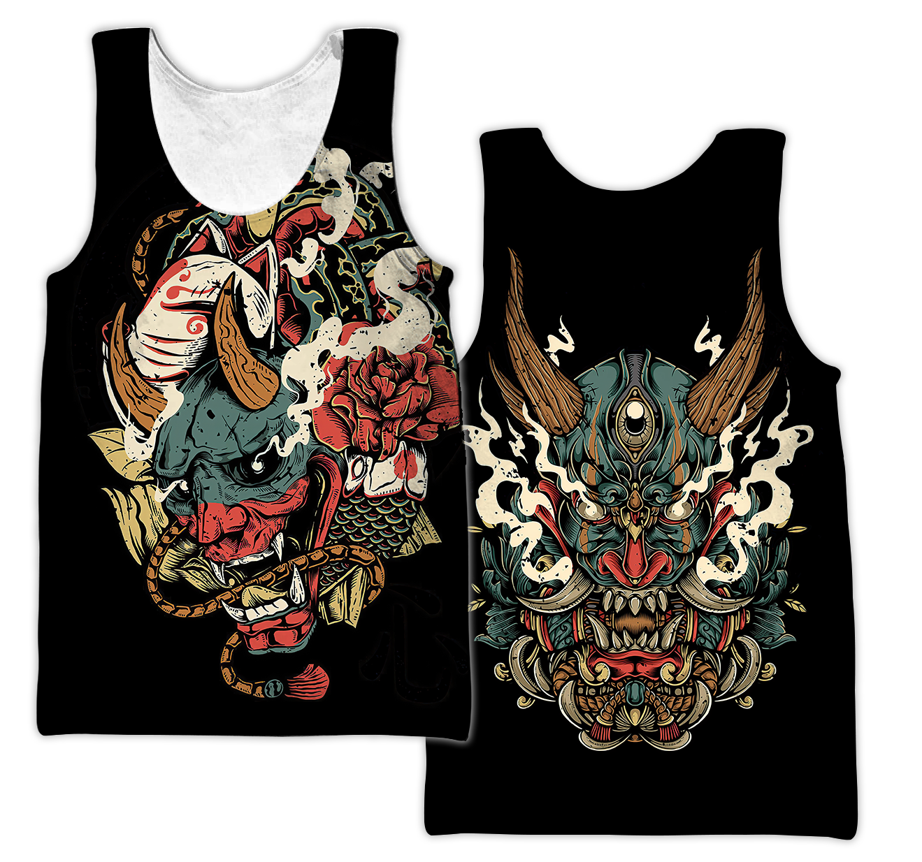 Oni Mask Tattoo 3D Over Printed Shirt for Men and Women