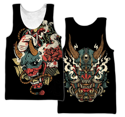 Oni Mask Tattoo 3D Over Printed Shirt for Men and Women