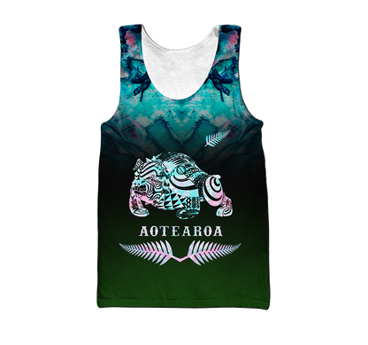 New zealand maori bulldog tattoo paua 3d all over printed shirt and short for man and women