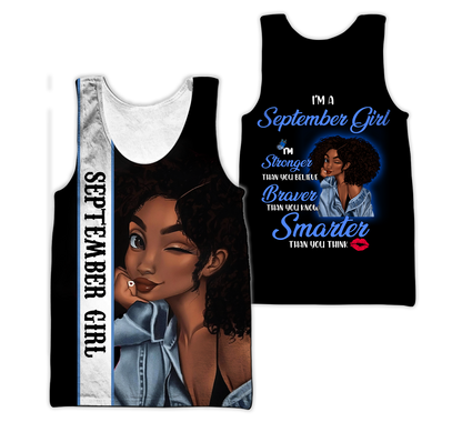September Girl Customize Name 3D All Over Printed Shirts For Women MH1011200S9