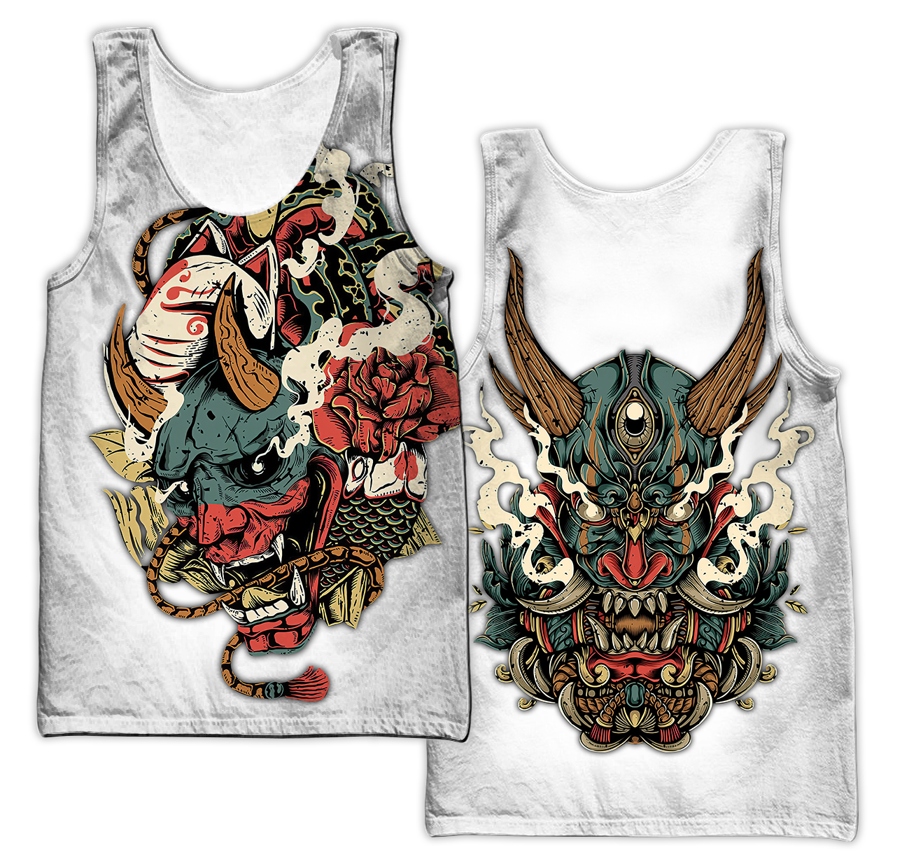 Oni Mask White Tattoo 3D Over Printed Unisex Shirt