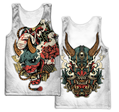 Oni Mask White Tattoo 3D Over Printed Unisex Shirt