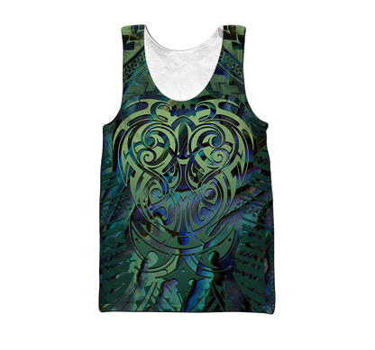 Maori hei matau paua shell  3d all over printed shirt and short for man and women