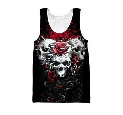 Unique Unisex All Over Printed Skulls And Roses Shirts MEI