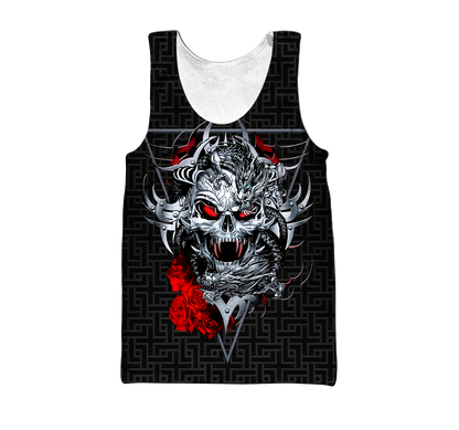 Love dragon Skull red 3D all over printed for man and women QB06152002