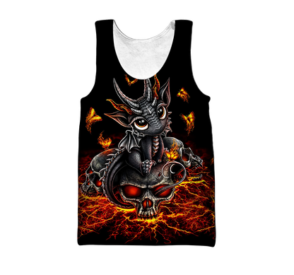 Love Skull dragon red 3D all over printed for man and women
