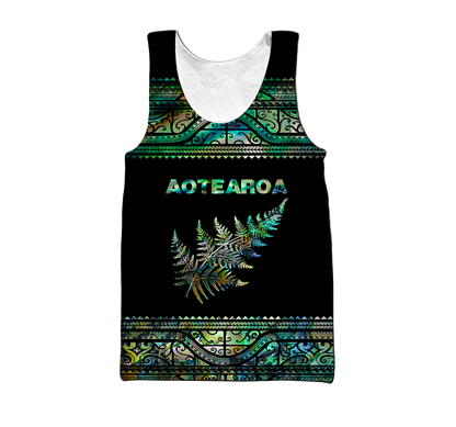 Aoteatoa New Zealand Maori Silver Fern Paua Shell 3D Unisex Hoodie