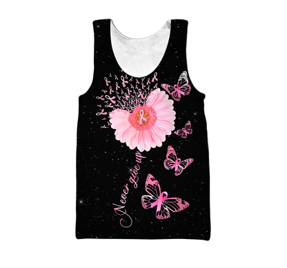 Breast Cancer-Never Give Up  3D All Over Printed Shirts For Men and Women DQB07212008