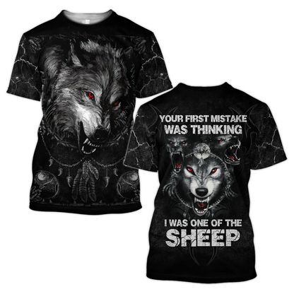 Wolf I Am Not A Sheep Over Printed Unisex Hoodie ML