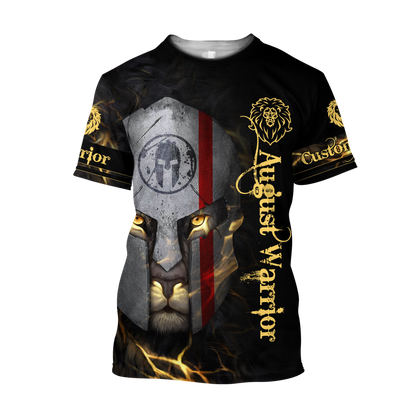 August Spartan Lion Warrior 3D All Over Printed Unisex Shirt