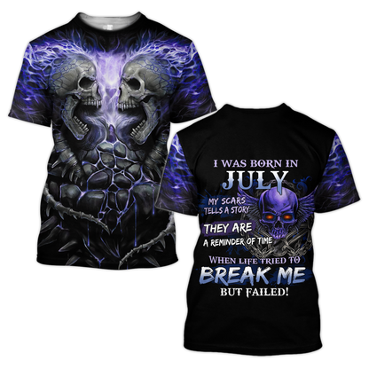July Guy Skull 3D All Over Printed Shirts Pi24102007ST