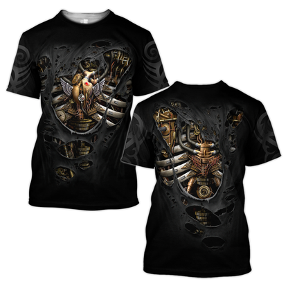 Steampunk Mechanic Skull All Over Printed Hoodie For Men and Women TN