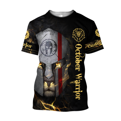 October Spartan Lion Warrior 3D All Over Printed Unisex Shirts