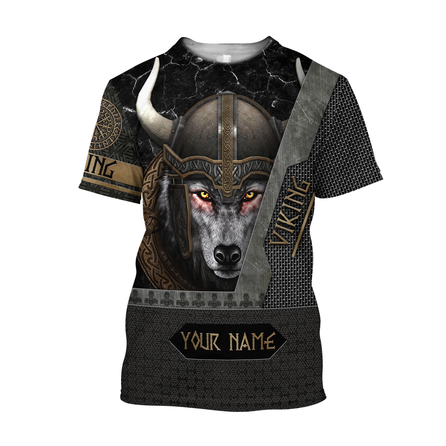 Custom Name Viking Wolf Warrior 3D All Over Printed Shirt for Men and Women