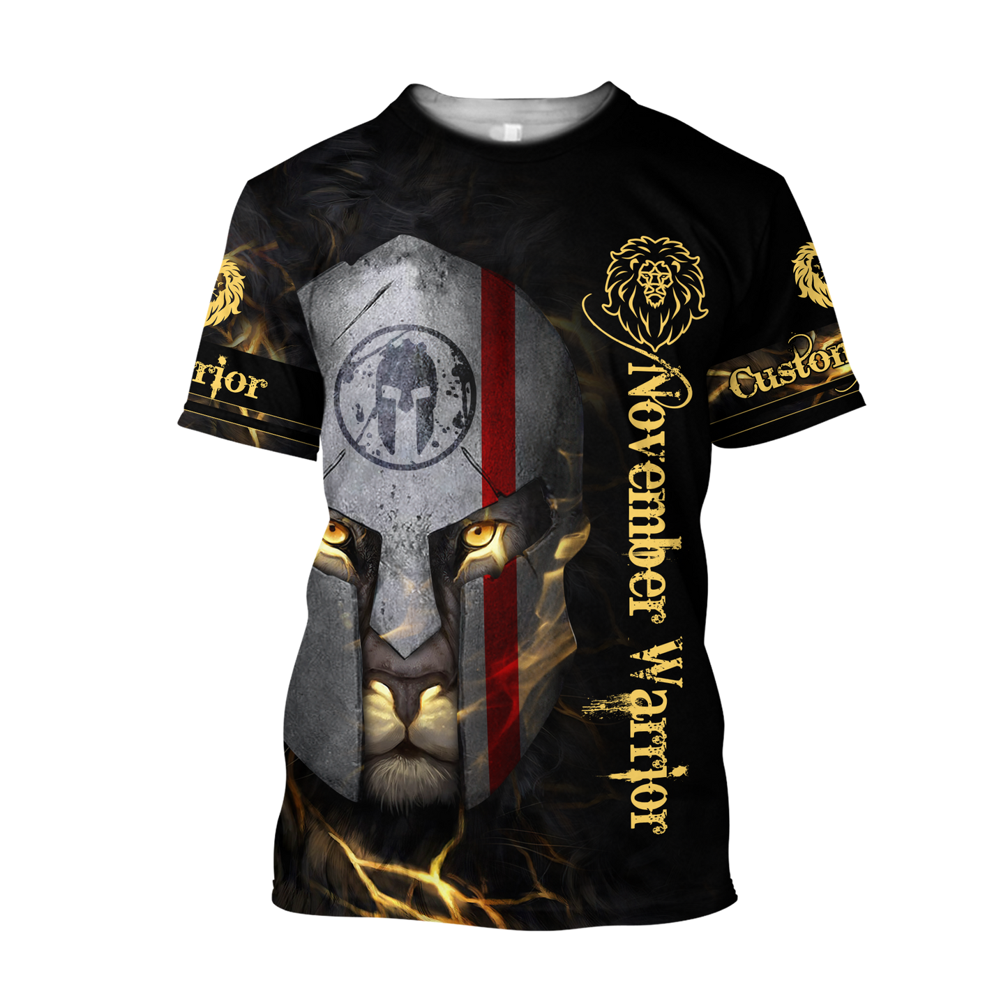Custom Name November Spartan Lion Warrior 3D All Over Printed Unisex Shirts