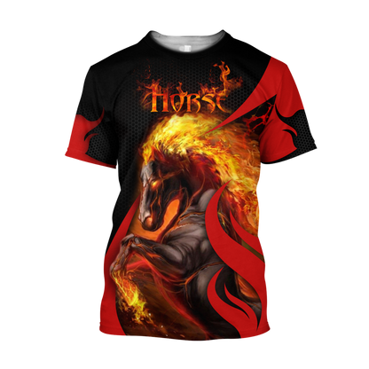 Black Horse 3D All Over Printed Unisex Shirts Pi112043
