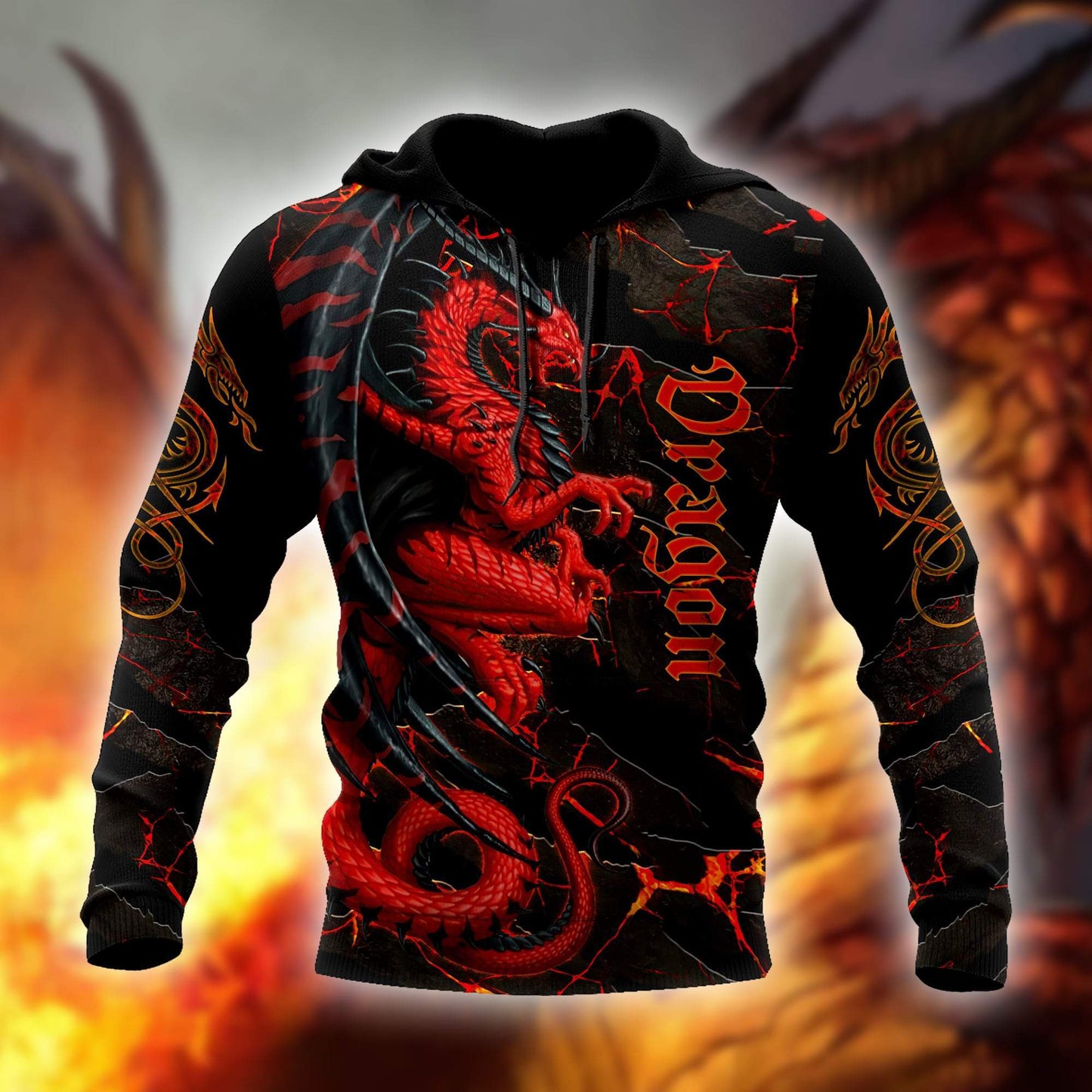 Premium Red Dragon All Over Printed Hoodie MEI