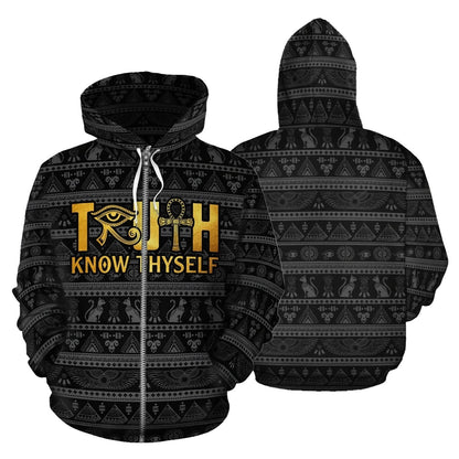 African Zip-Up Hoodie - African Truth Know Thyself Hoodie 1st - Amaze Style™-ALL OVER PRINT ZIP HOODIES