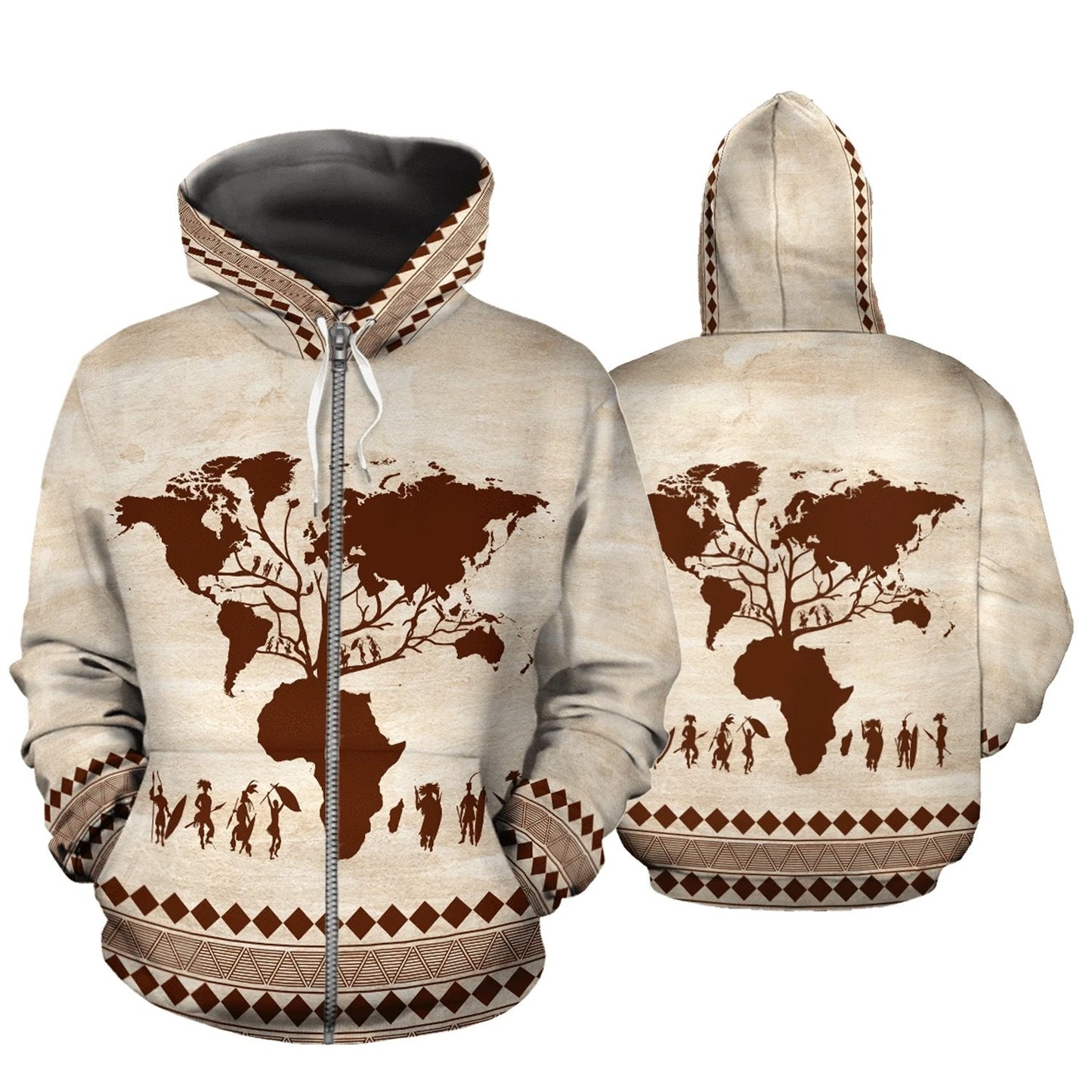 African Zip-Up Hoodie - Root Africa Hoodie - Amaze Style™-ALL OVER PRINT ZIP HOODIES