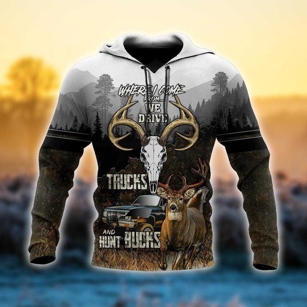 Hunting Bucks Driving Trucks 3D All Over Printed Shirts