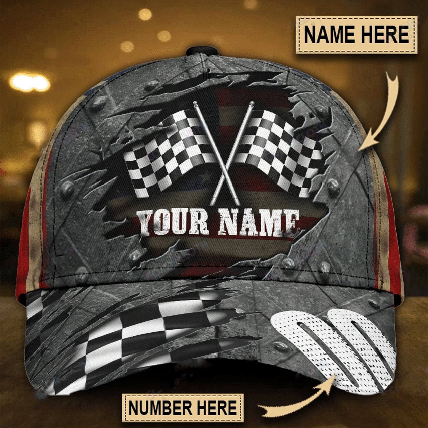 Personalized Name Biker Classic Cap Race On